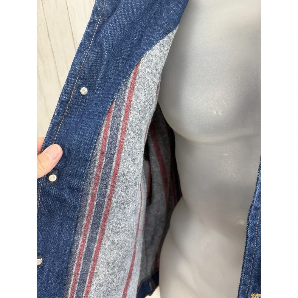 Vintage Authentic Wrangler Western Denim Jacket With Corduroy Collar XL Fleece